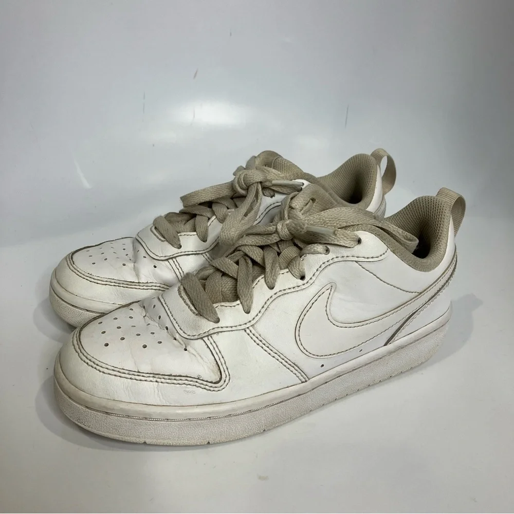 Nike court borough all white low top sneakers size 4.5Y